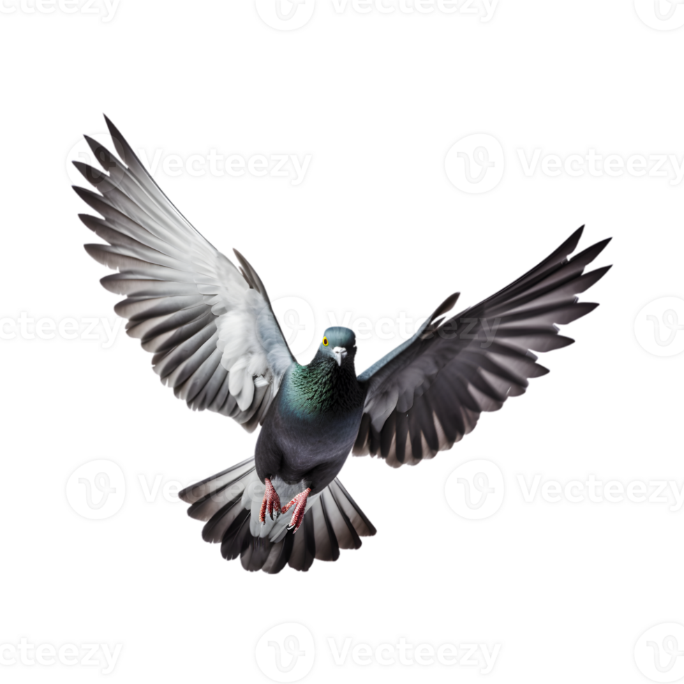 Racing pigeons fly with beautiful wide open wings isolated on a transparent background png