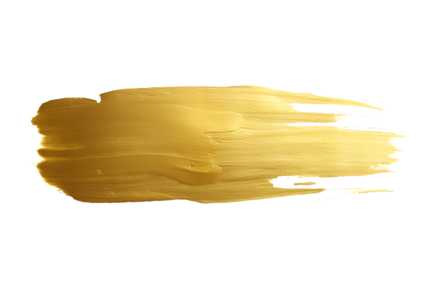 Gold paint brush strokes with glitter texture. Gold stains liquid isolated on a transparent background png