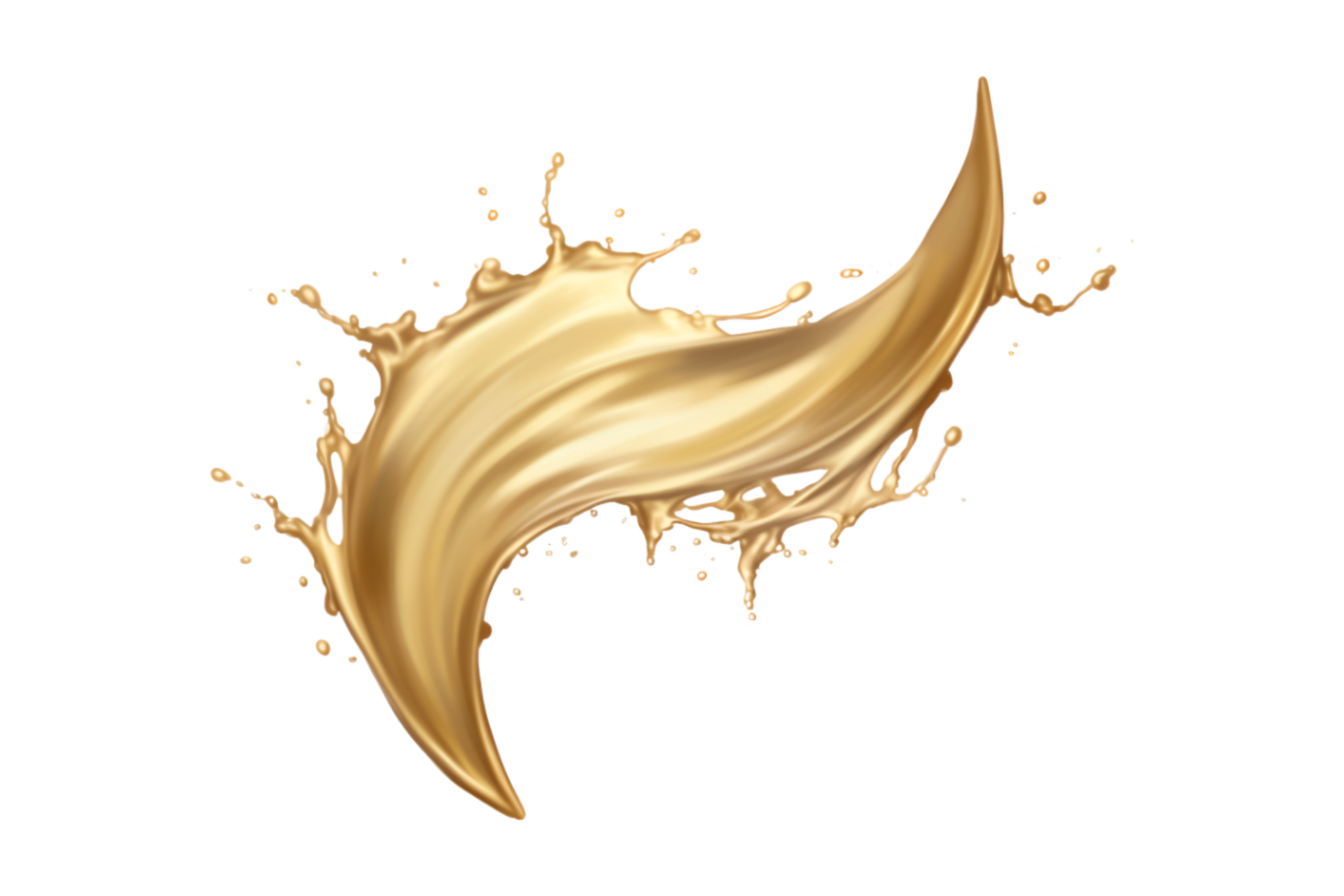 luxury sparkling golden splash waves isolated on a transparent background png