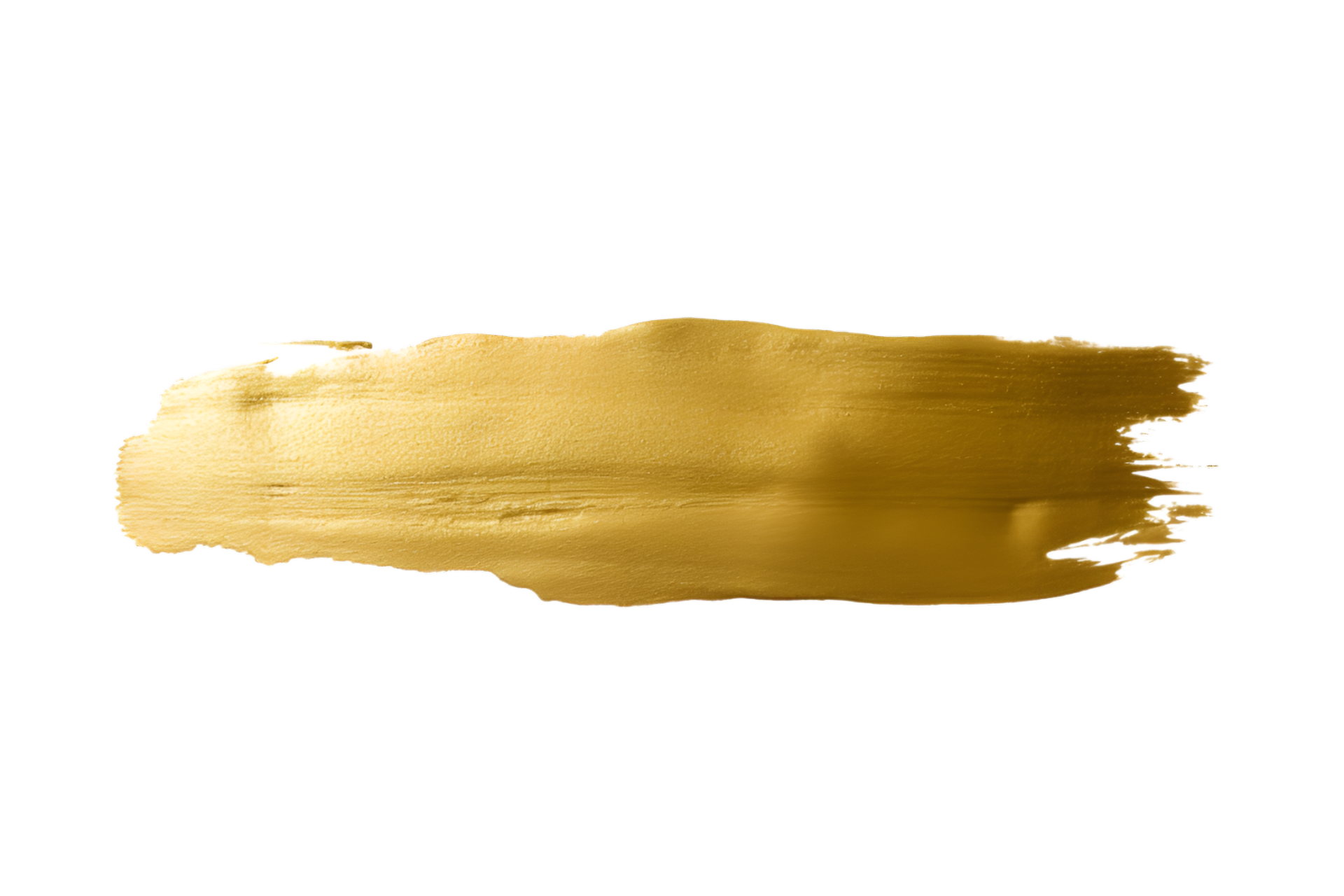 Gold paint brush strokes with glitter texture. Gold stains liquid isolated on a transparent