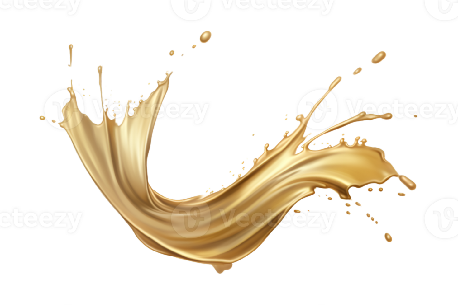 luxury sparkling golden splash waves isolated on a transparent background png