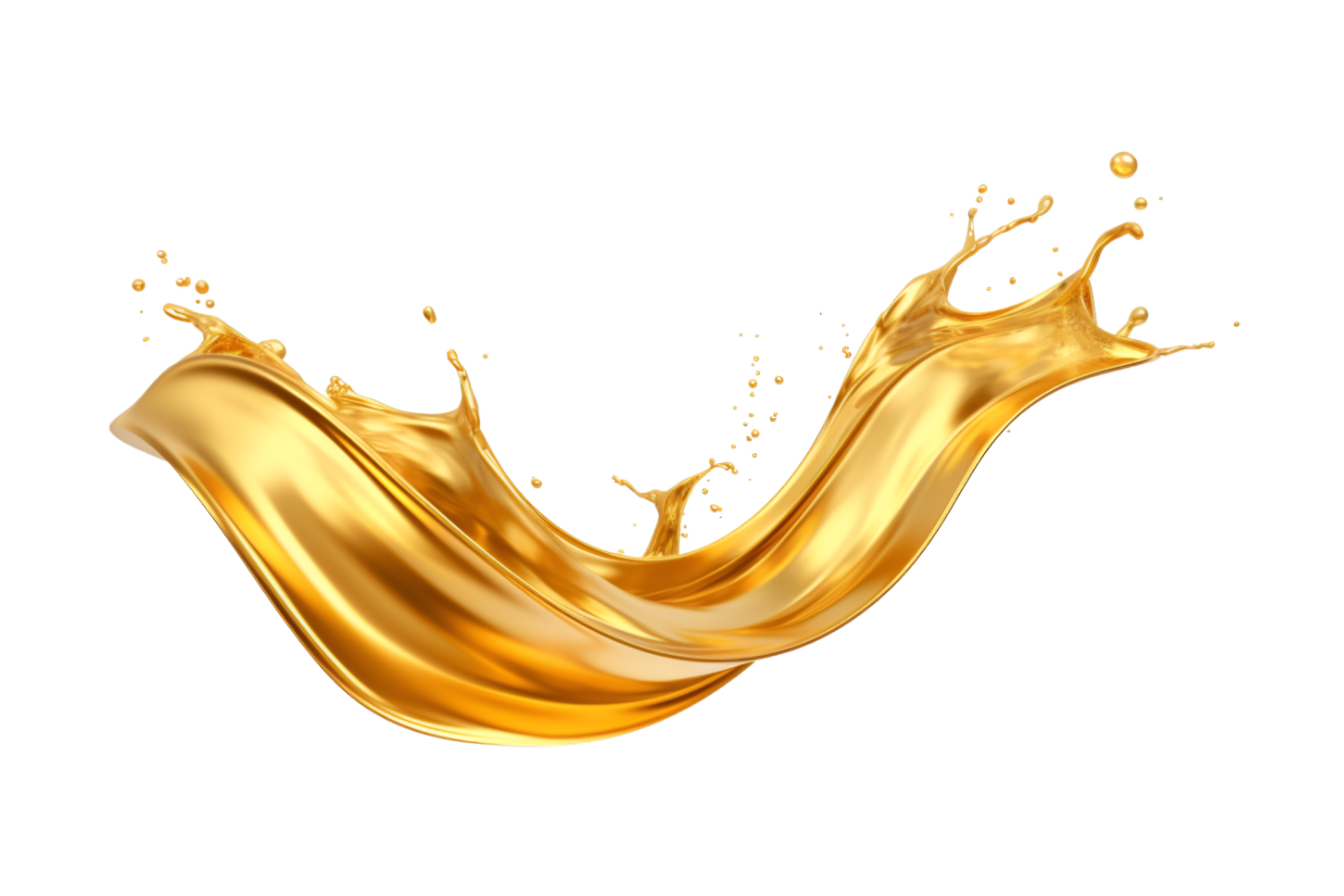 luxury sparkling golden splash waves isolated on a transparent