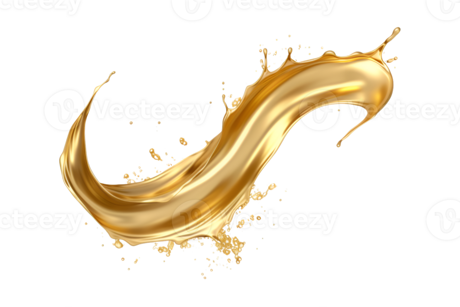 luxury sparkling golden splash waves isolated on a transparent background png