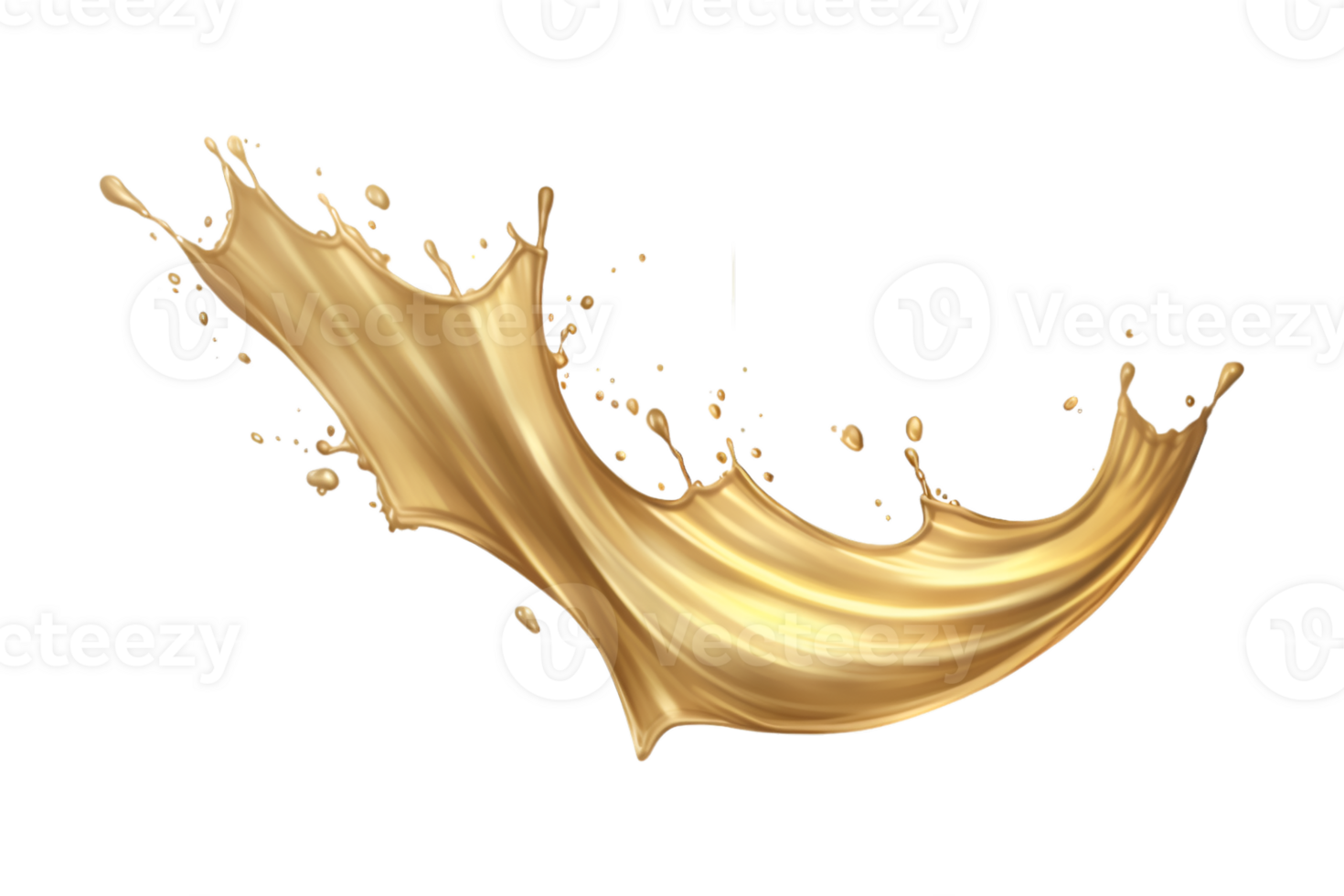 luxury sparkling golden splash waves isolated on a transparent background png