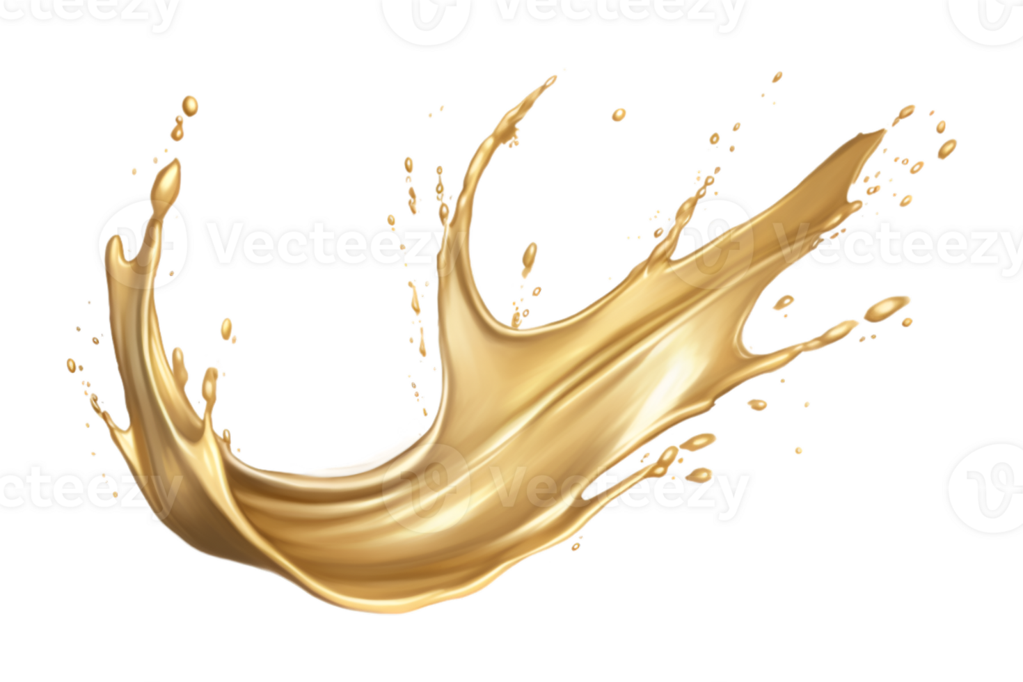 luxury sparkling golden splash waves isolated on a transparent background png