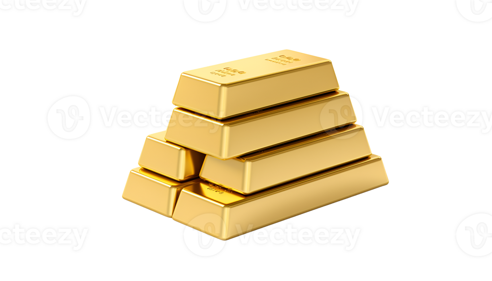 Gold bar stack isolated on a transparent background png