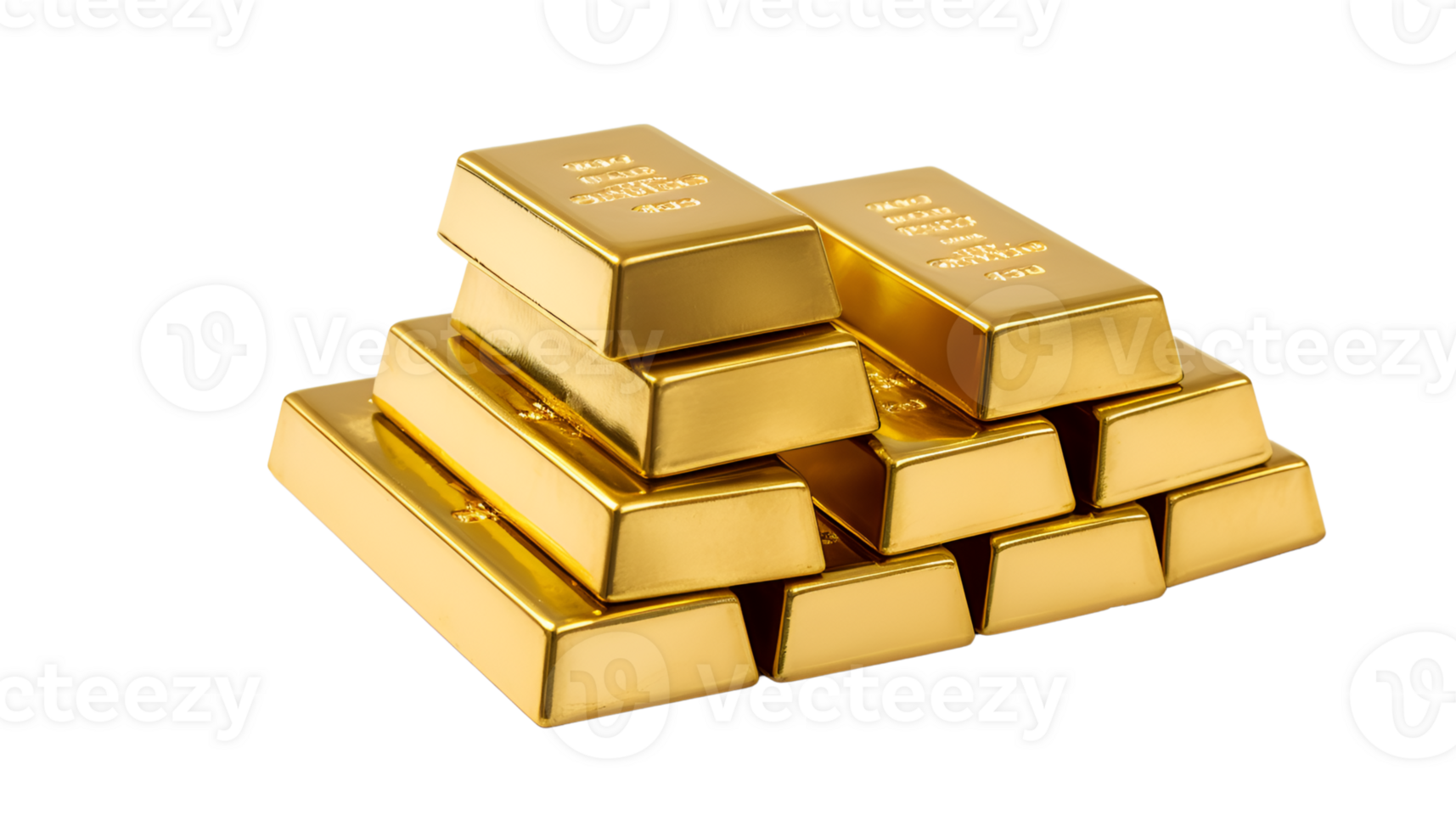 Gold bar stack isolated on a transparent background png