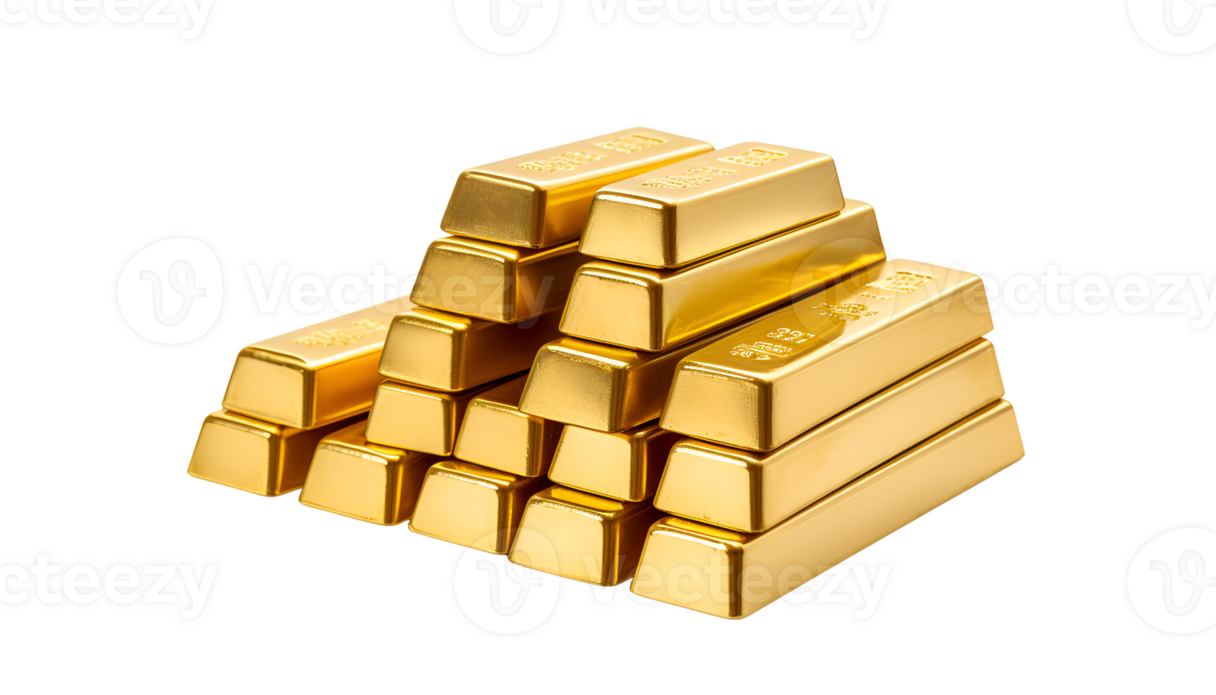 Gold bar stack isolated on a transparent background png