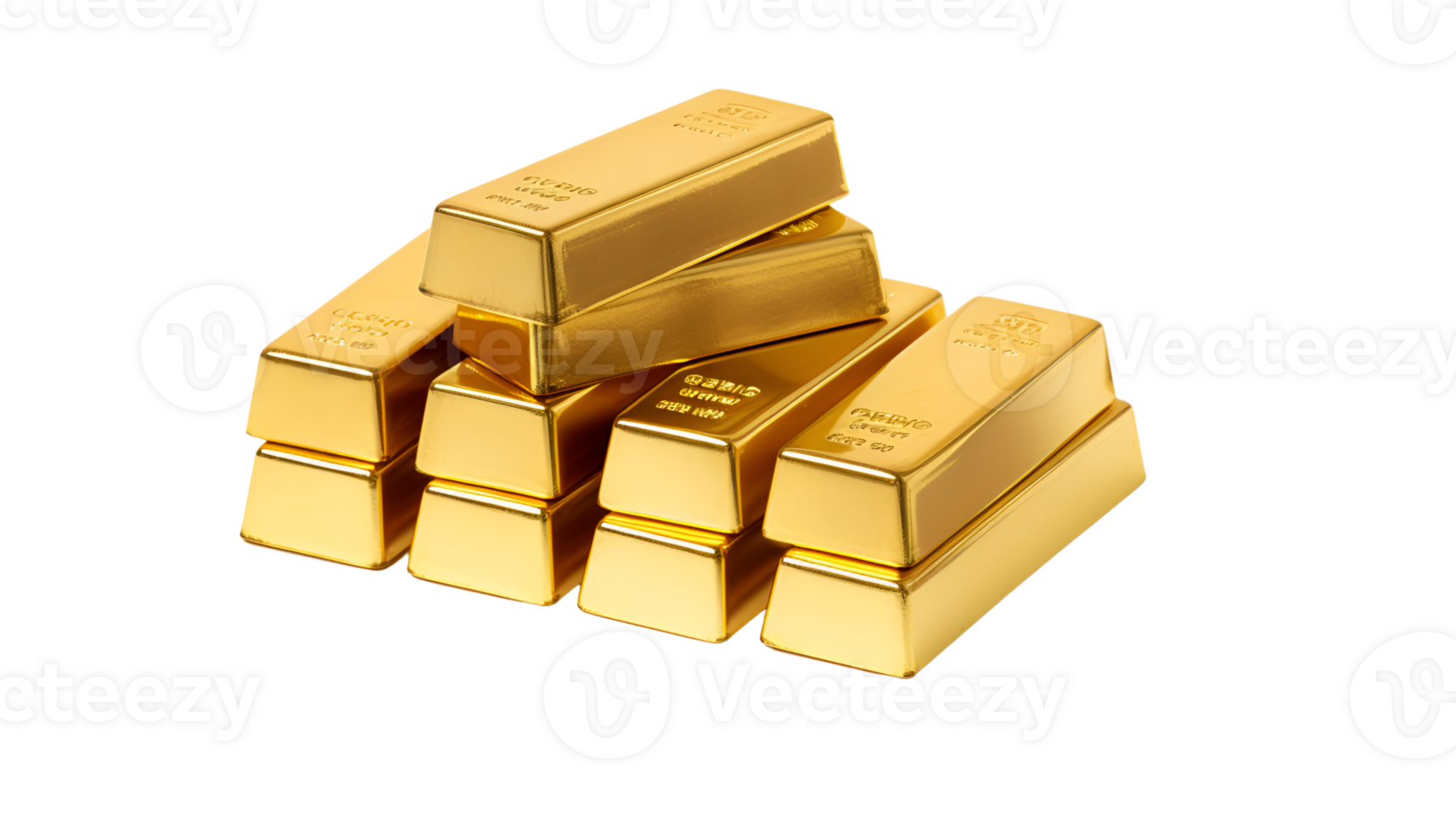 Gold bar stack isolated on a transparent background png