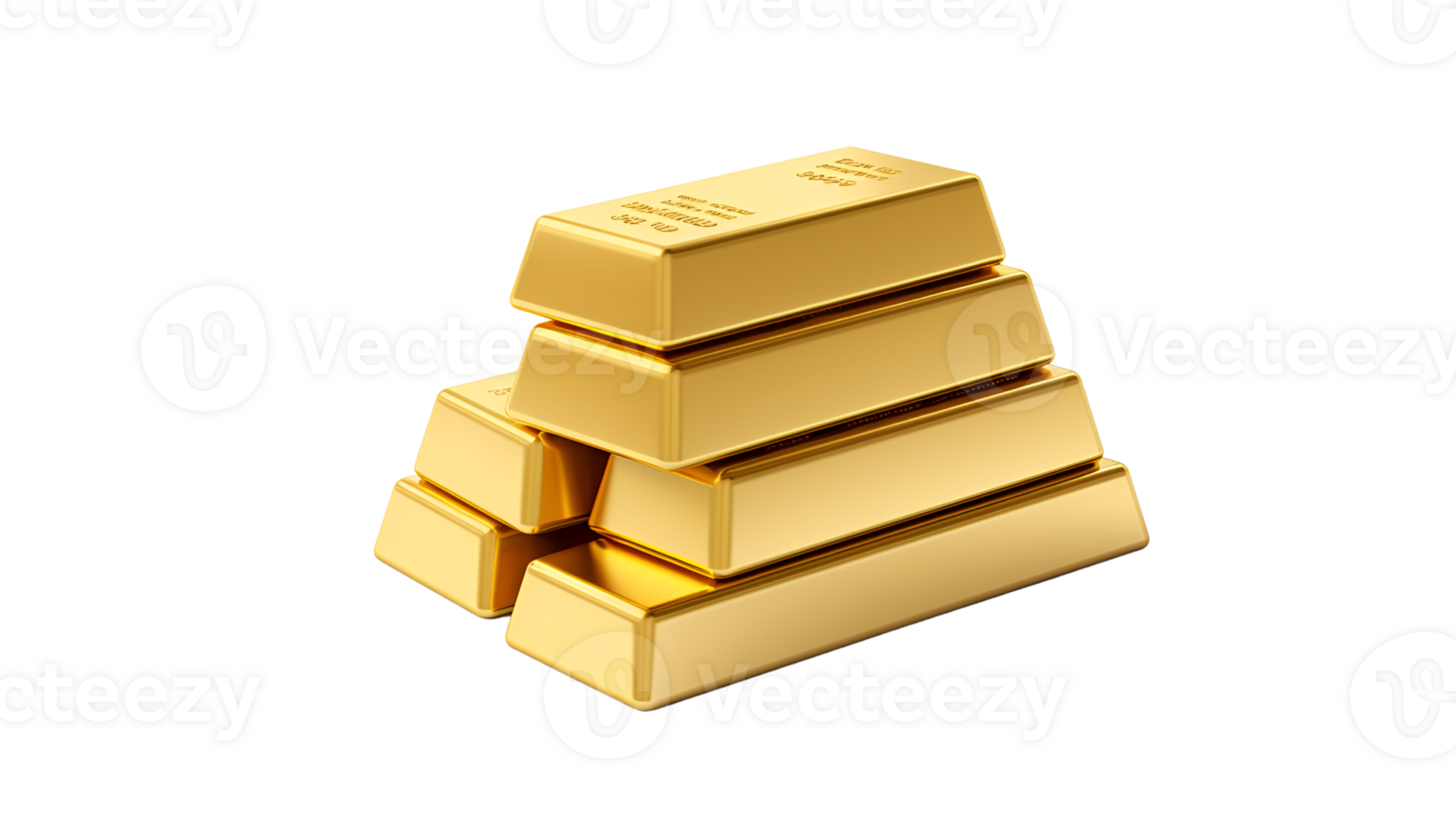 Gold bar stack isolated on a transparent background png