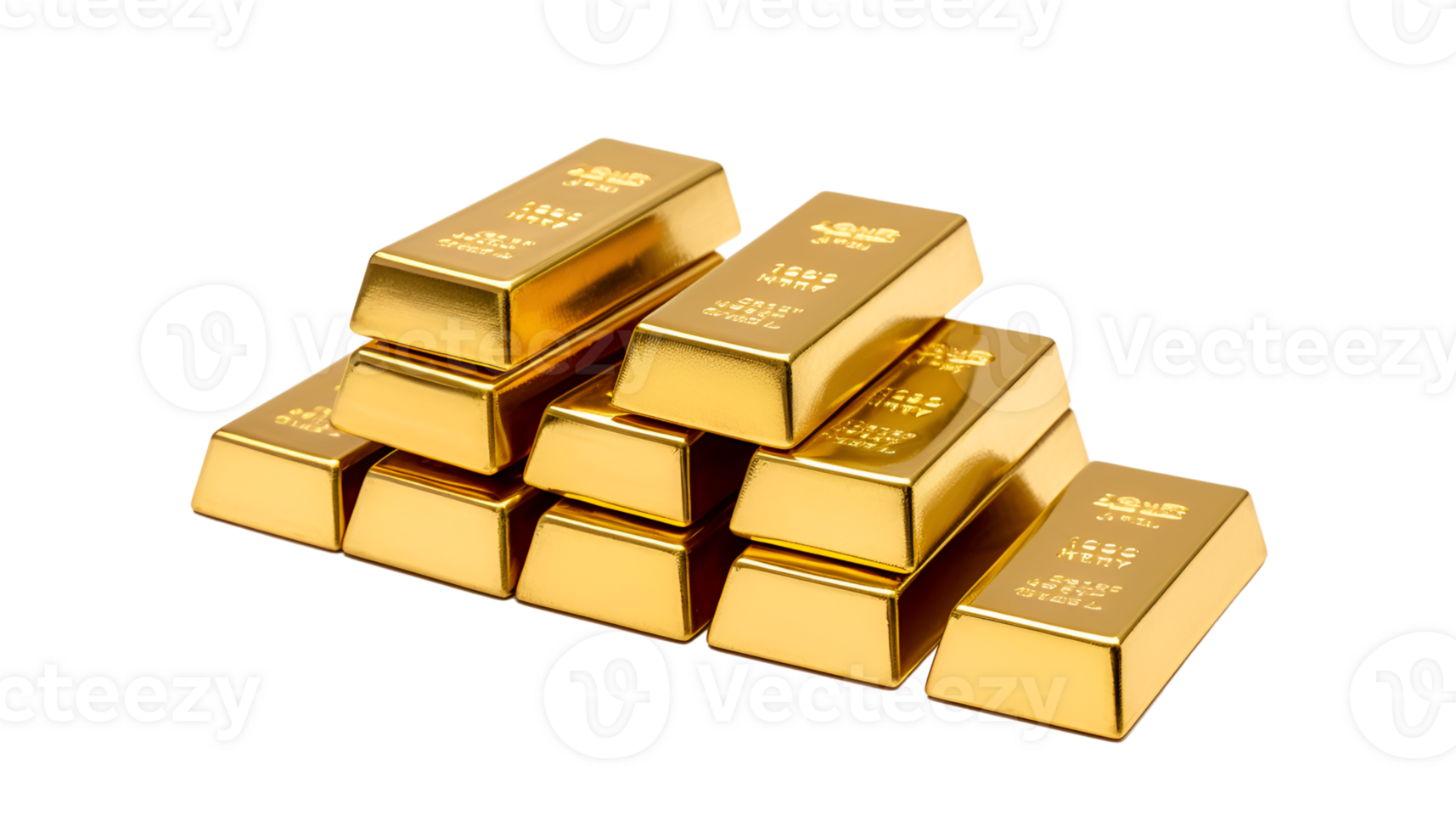 Gold bar stack isolated on a transparent background png