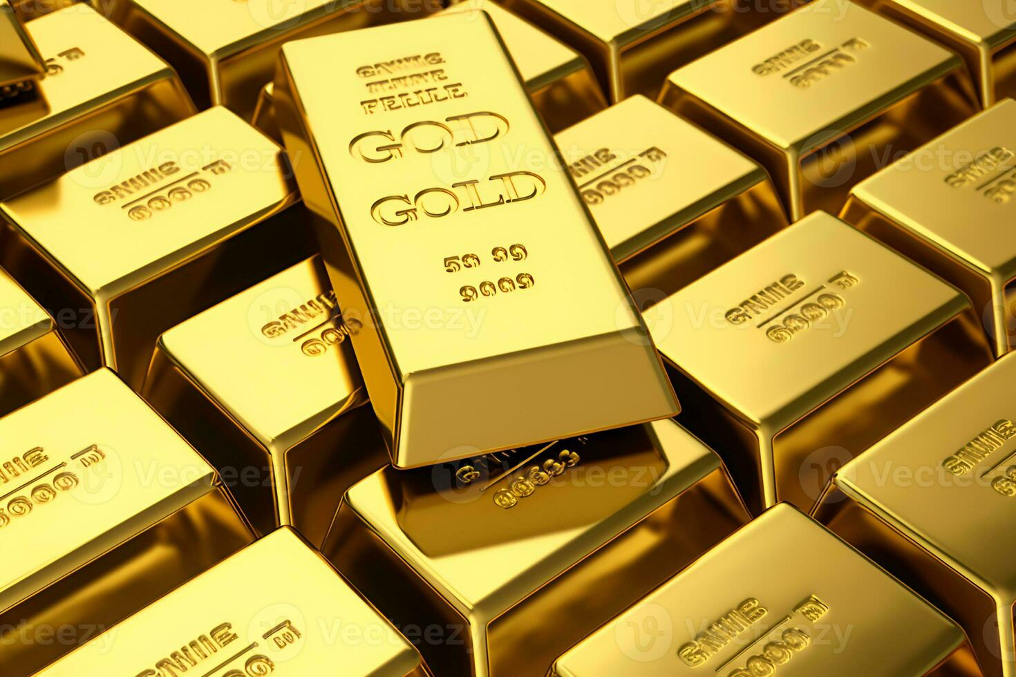 Close-up view of rows of shiny gold bars, concept of banking, finance, and ultimate wealth photo