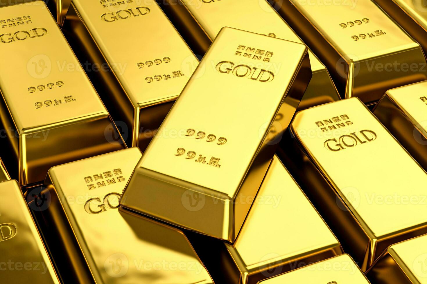 Close-up view of rows of shiny gold bars, concept of banking, finance, and ultimate wealth photo