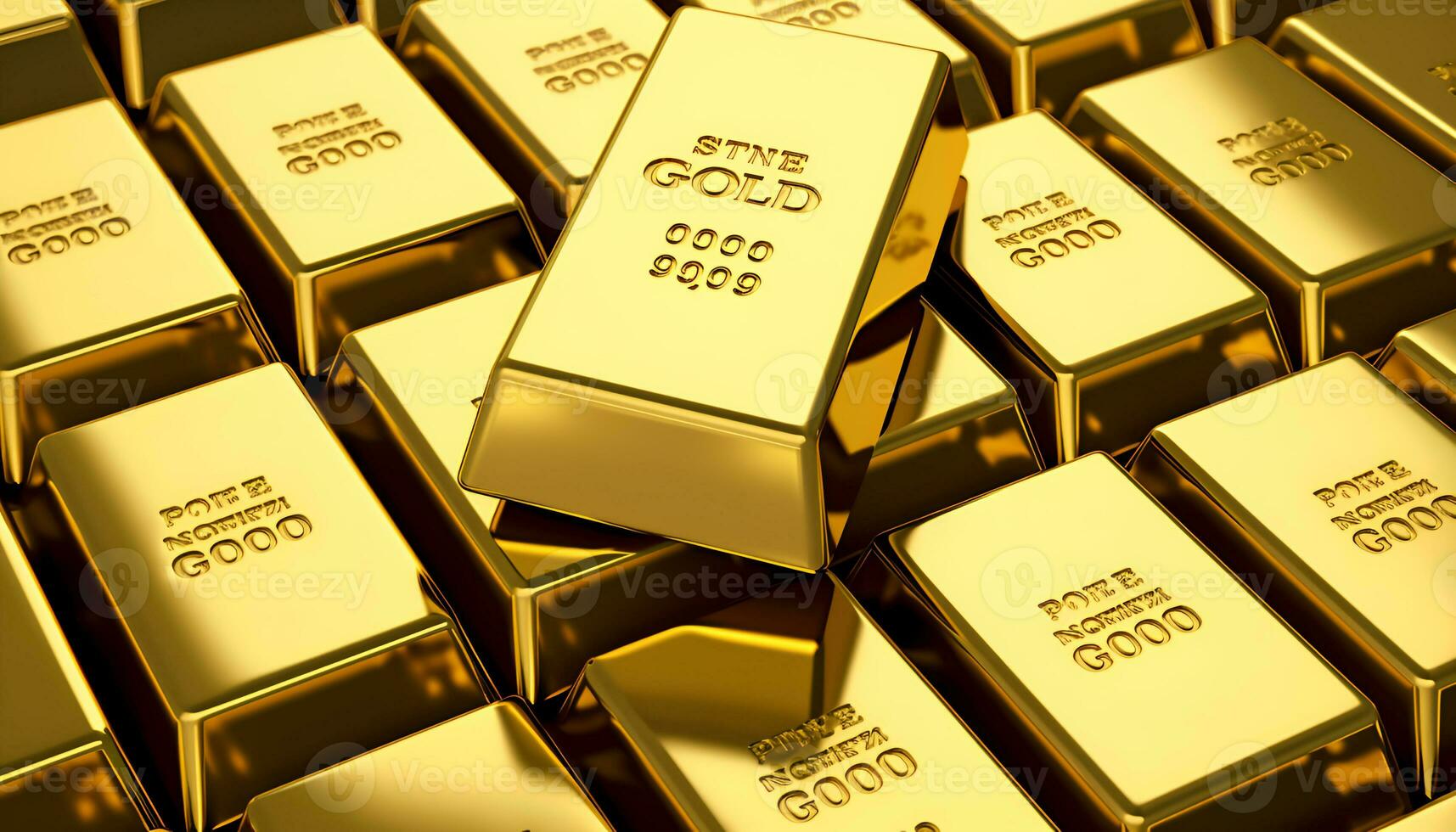 Close-up view of rows of shiny gold bars, concept of banking, finance, and ultimate wealth photo