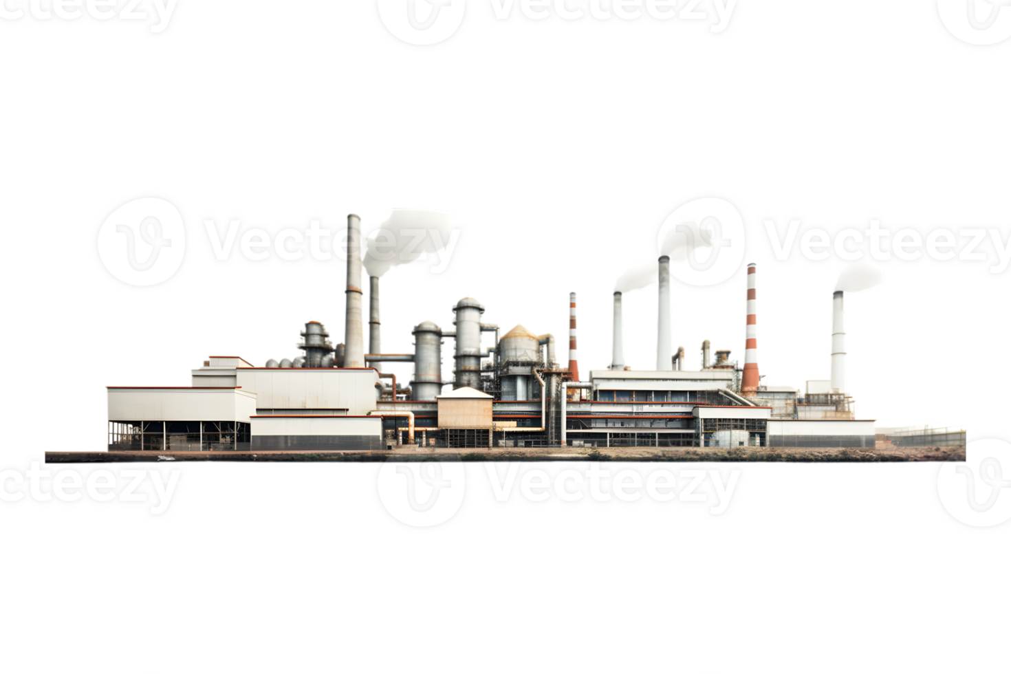 industriel plante isolé sur une transparent arrière-plan, pétrole et gaz industrie, raffinerie usine, pétrochimie plante zone png