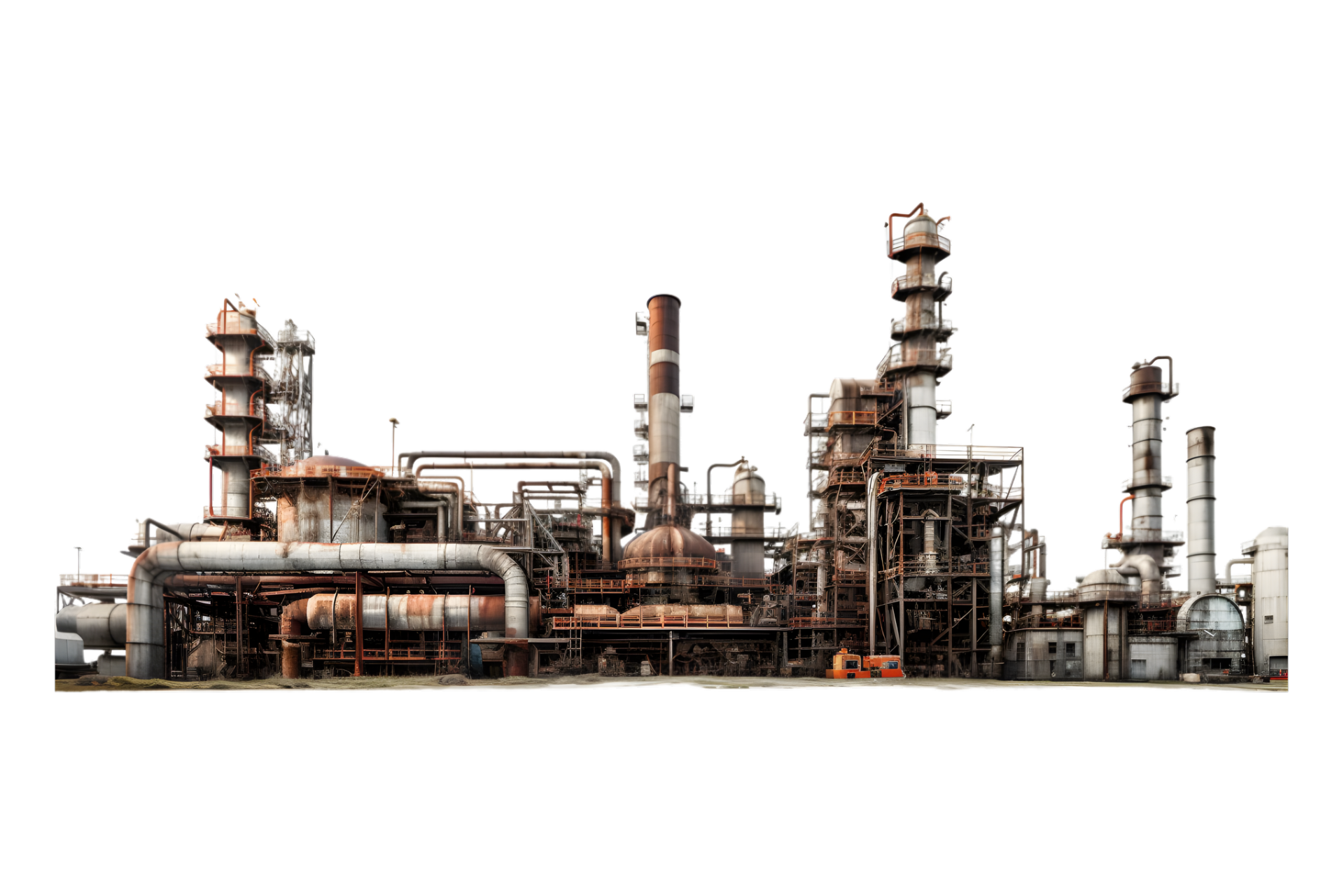 industrial plant isolated on a transparent background Oil and gas