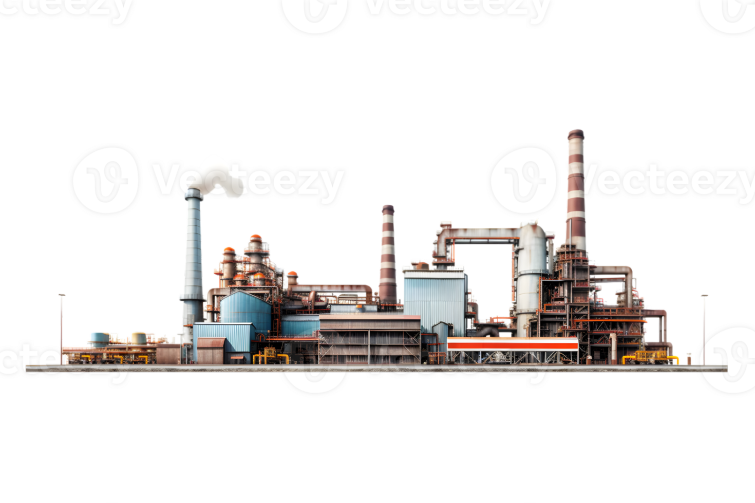 industrial plant isolated on a transparent background, Oil and gas