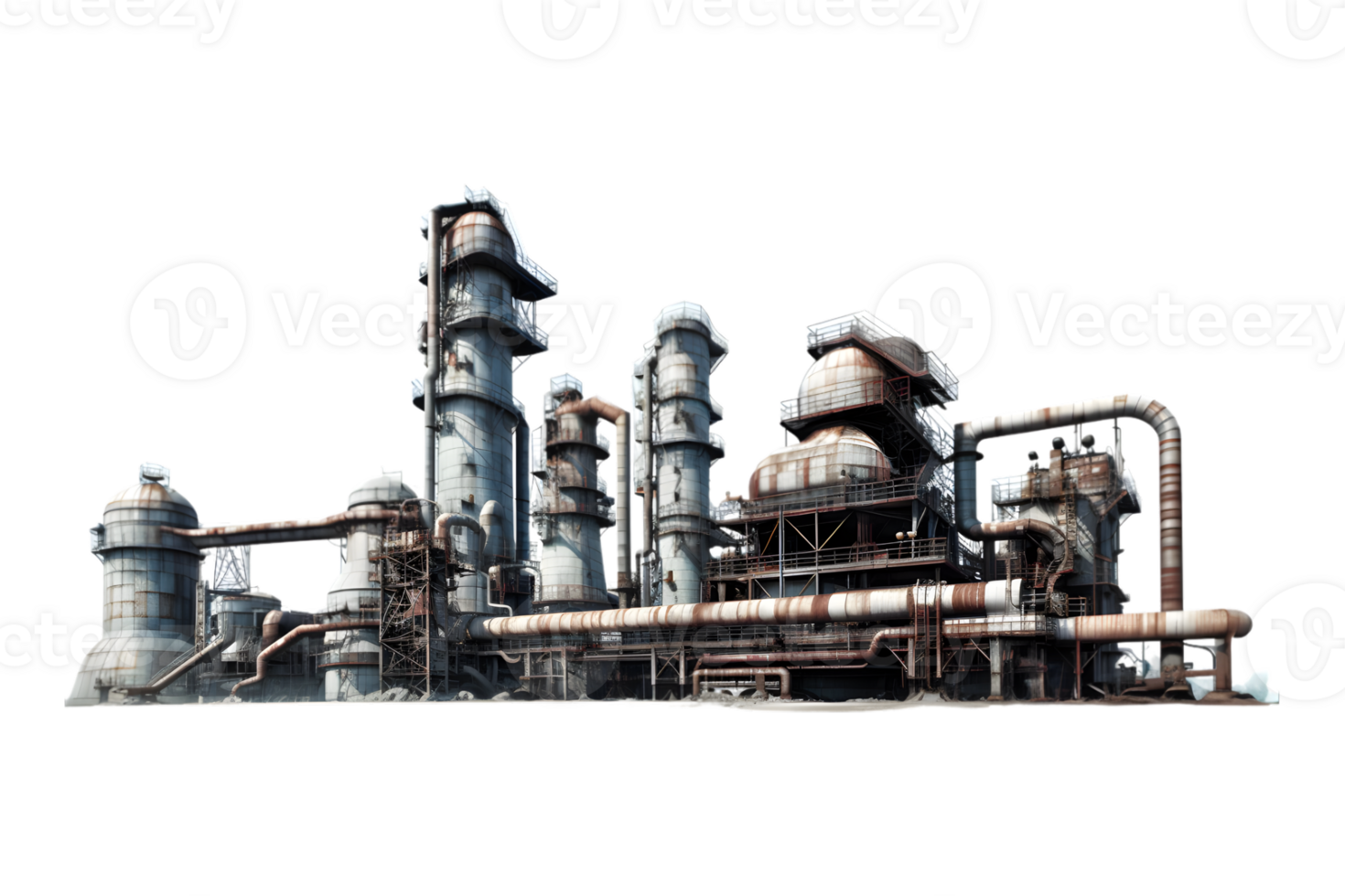 industriel plante isolé sur une transparent arrière-plan, pétrole et gaz industrie, raffinerie usine, pétrochimie plante zone png