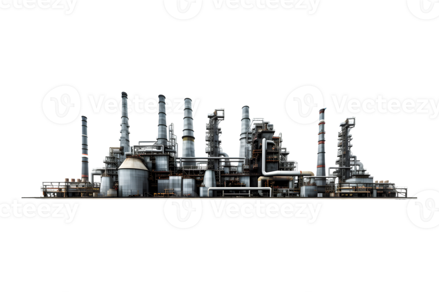 industrial plant isolated on a transparent background, Oil and gas industry,refinery factory,petrochemical plant area png