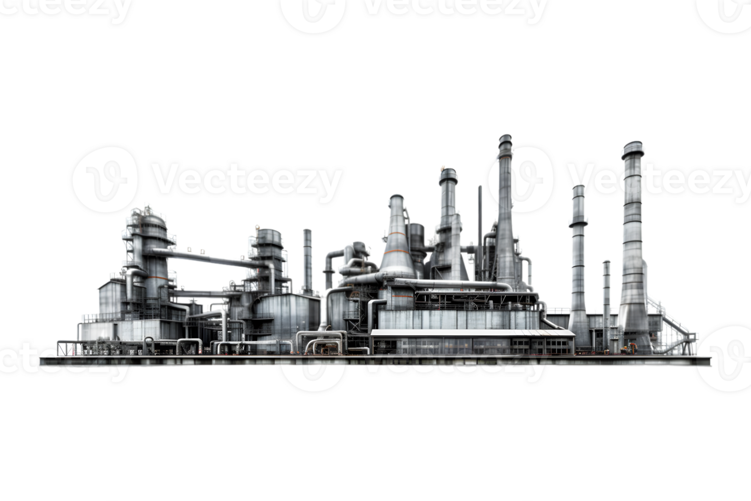 industrial planta aislado en un transparente fondo, petróleo y gas industria, refinería fábrica, petroquímica planta zona png