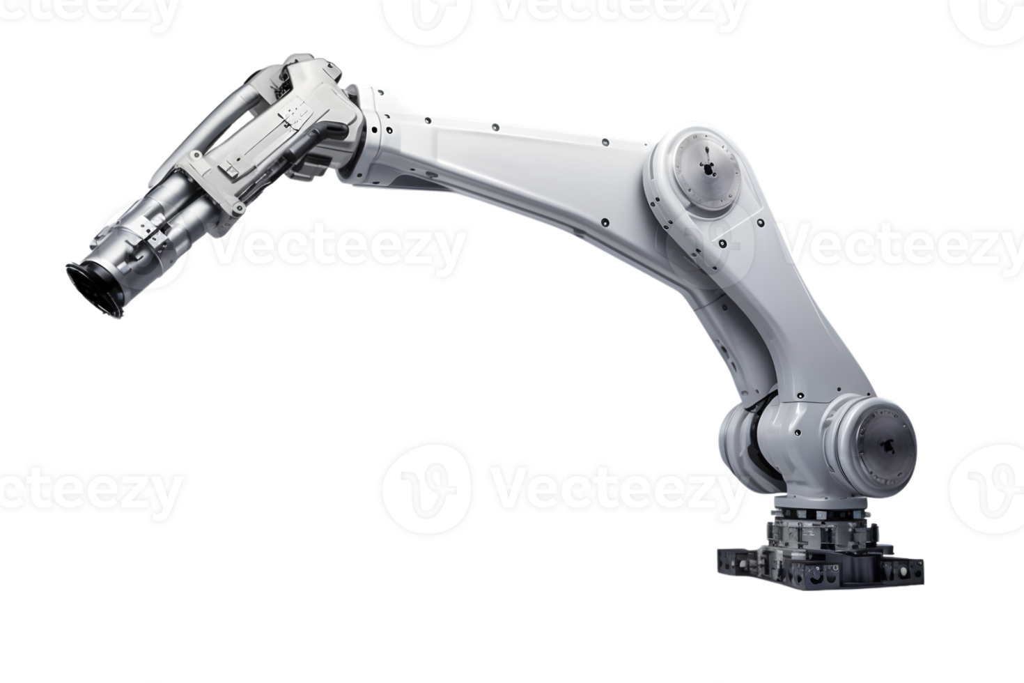 industriale robotica braccio isolato su un' trasparente sfondo png