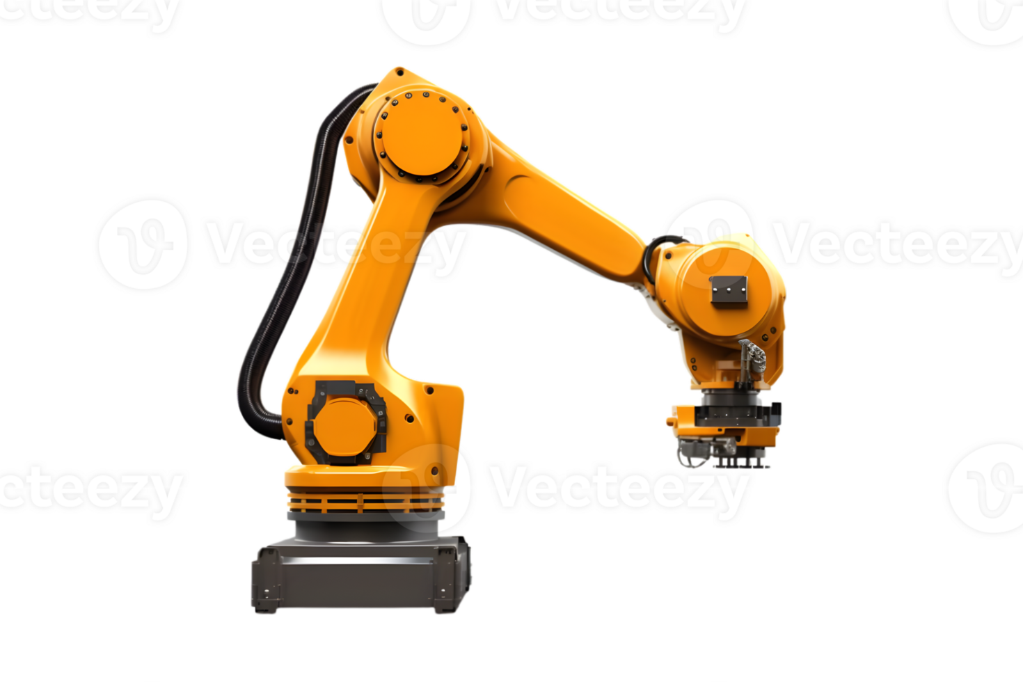 Industrial robotic arm isolated on a transparent background png