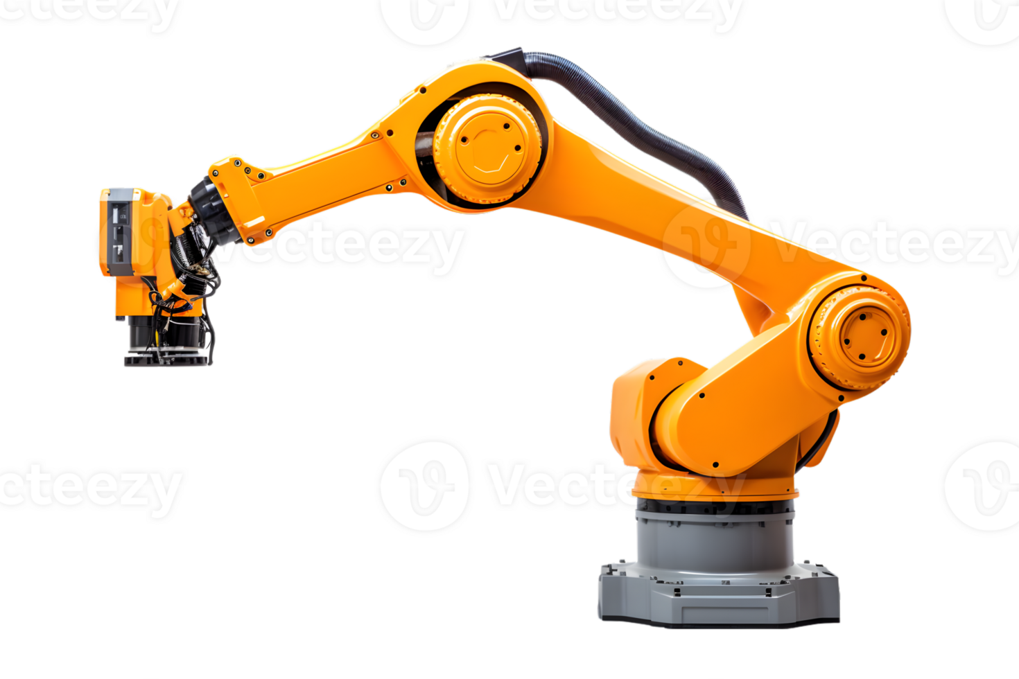 Industrial robotic arm isolated on a transparent background png
