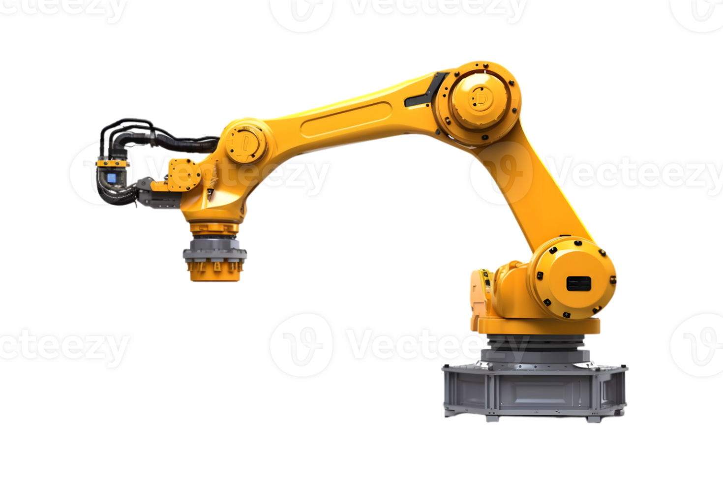 Industrial robotic arm isolated on a transparent background png