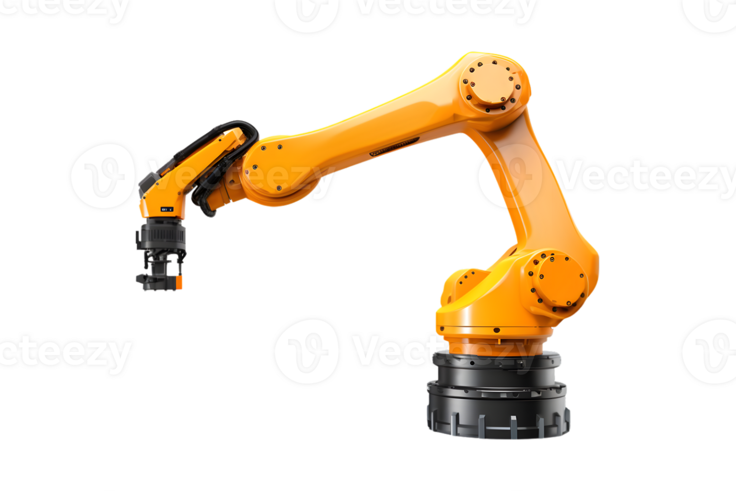 Industrial robotic arm isolated on a transparent background png