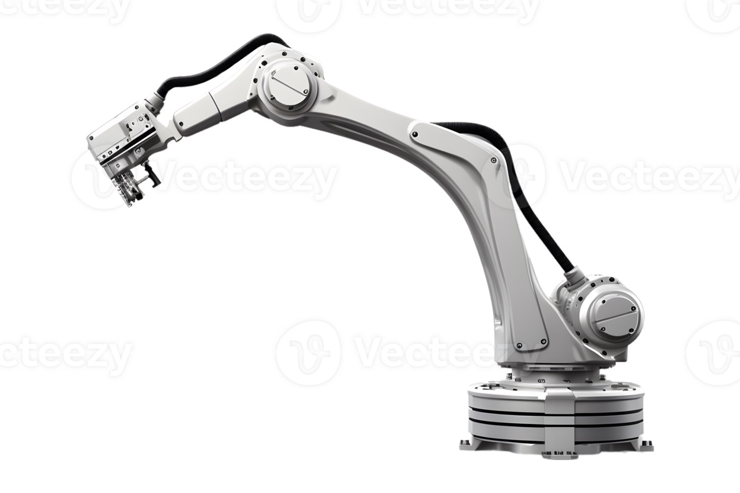 Industrial robotic arm isolated on a transparent background png