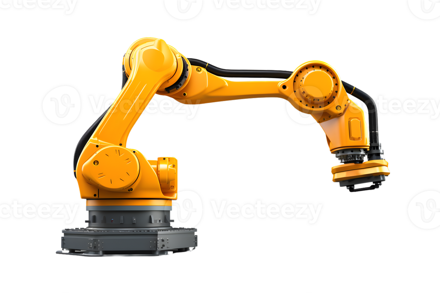 Industrial robotic arm isolated on a transparent background png