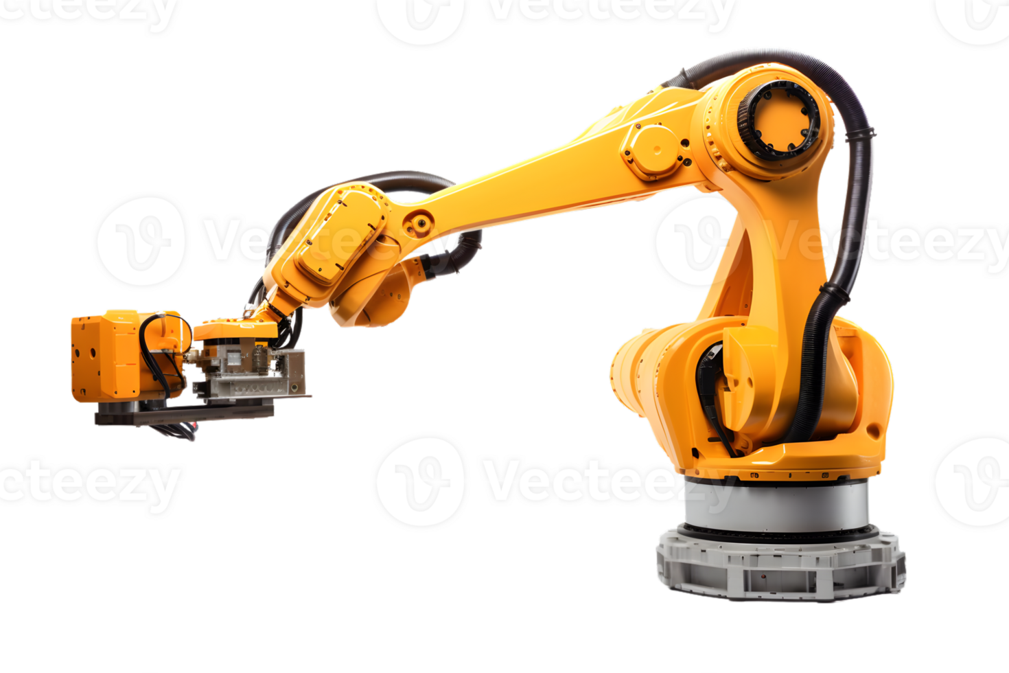 Industrial robotic arm isolated on a transparent background png