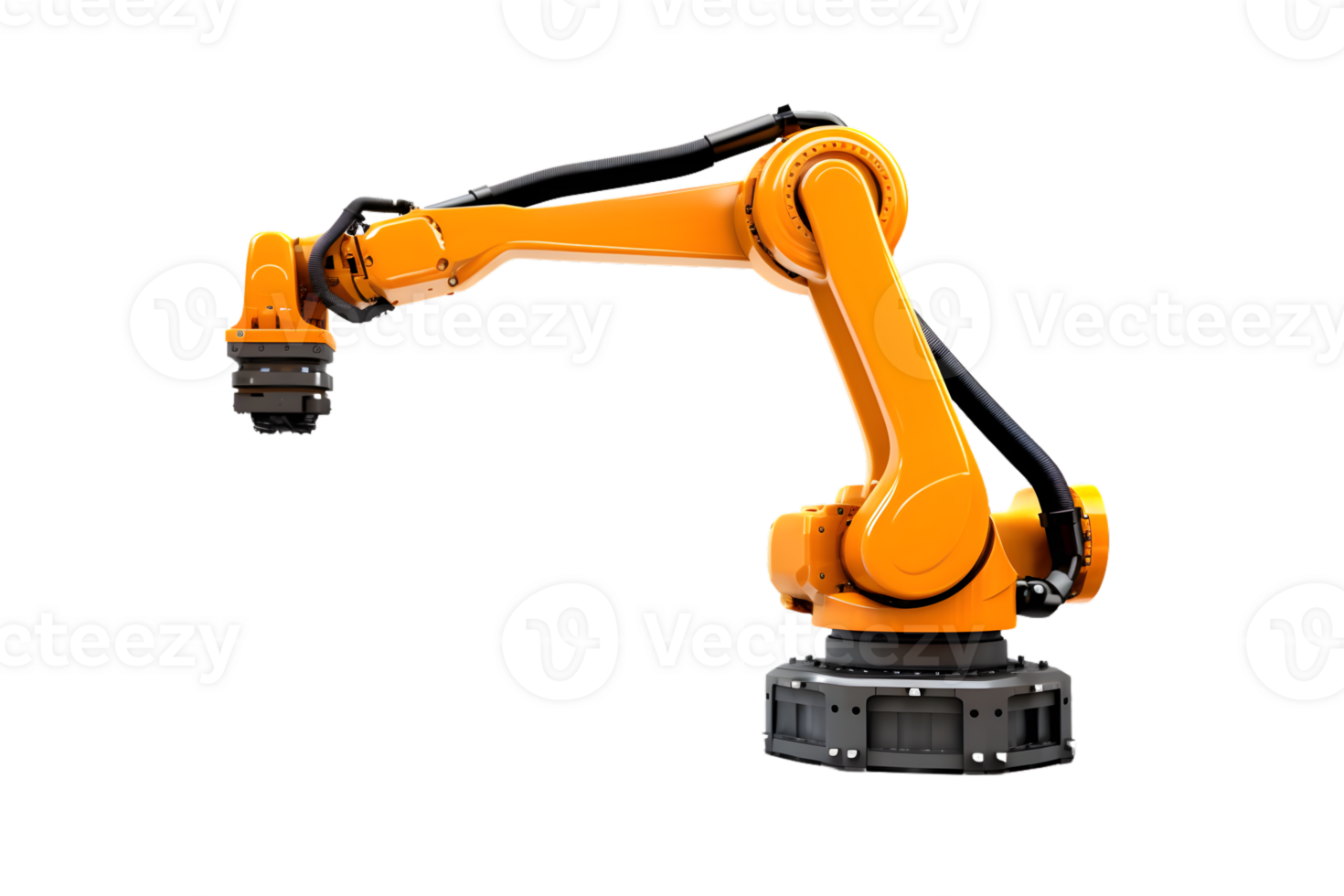 Industrial robotic arm isolated on a transparent background png