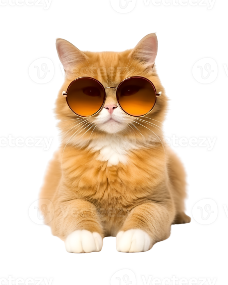 Katze Sitzung entspannt tragen Brille suchen cool isoliert auf ein transparent Hintergrund png