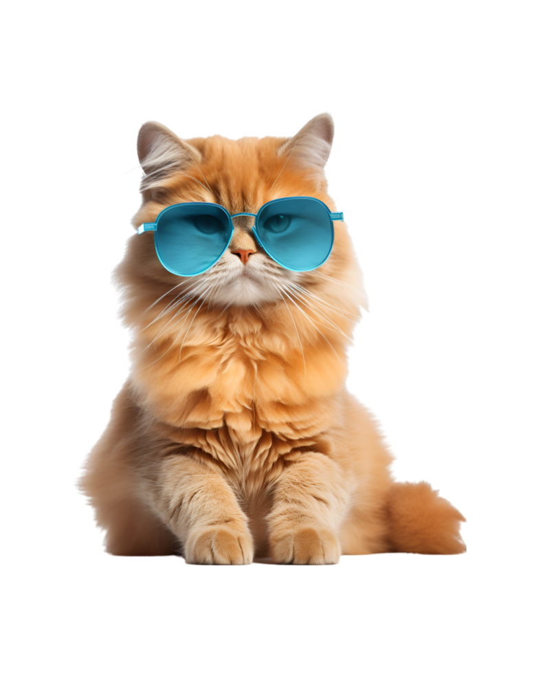 gato sentado relajado vistiendo lentes mirando frio aislado en un transparente antecedentes png