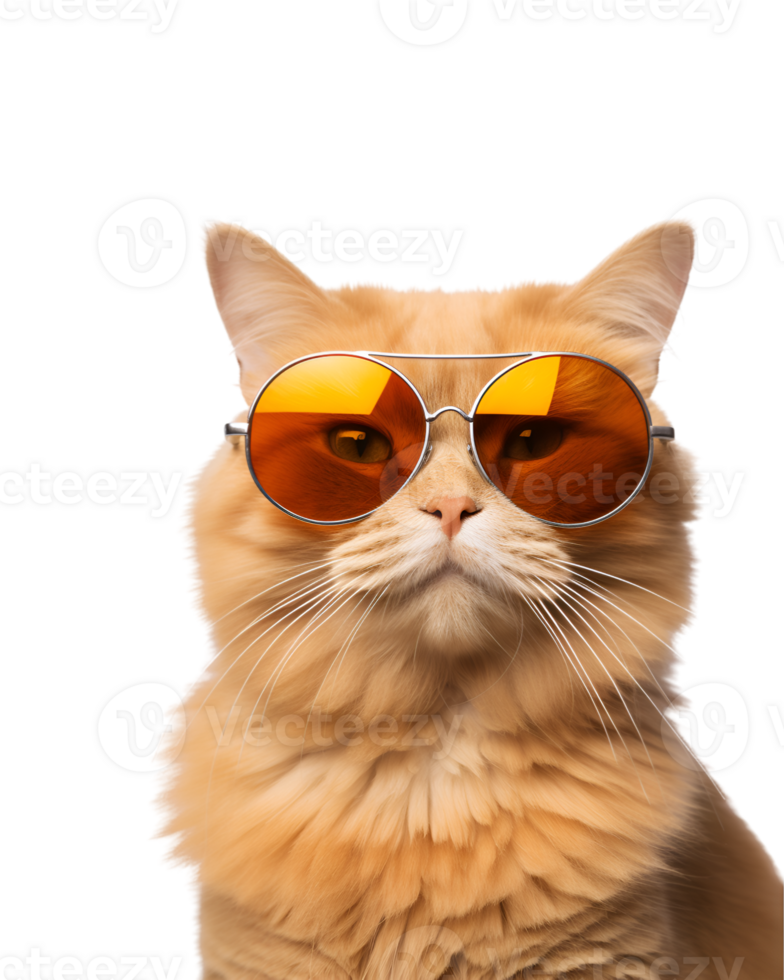 portrait of a cool cat wearing summer clothes and sunglasses