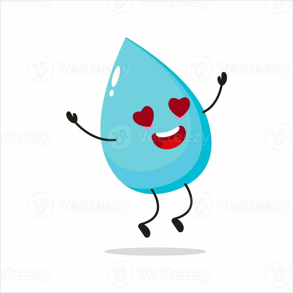 happy water drop cartoon fly because fall in love with crush. aqua activity vector illustration flat design. photo