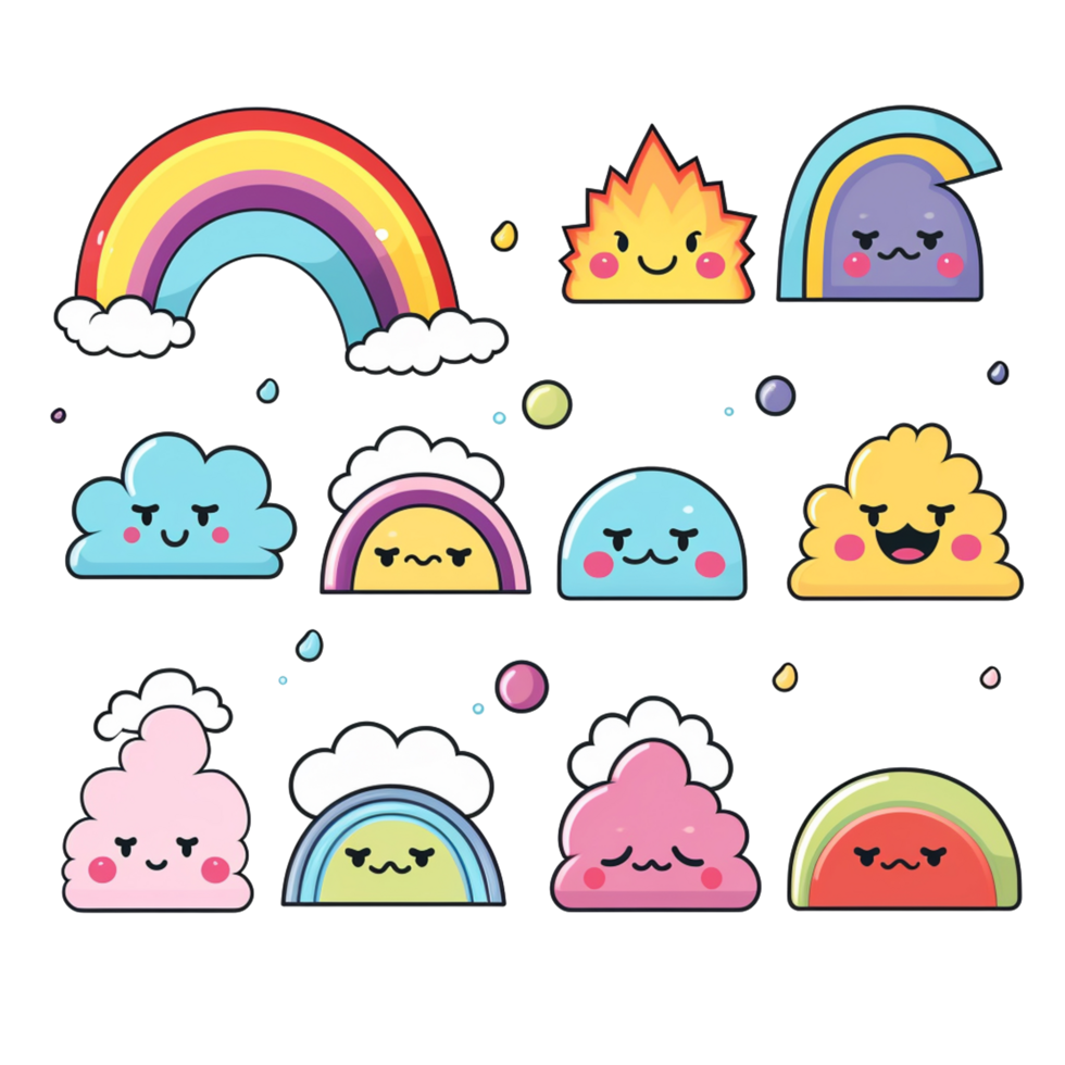 emoticon regenboog schattig kleurrijk sticker transparant PNG