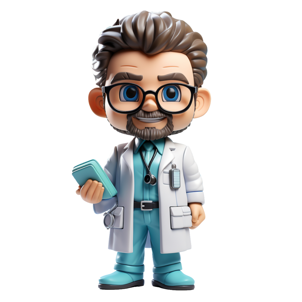 Cartoon 3d doctor rendering png