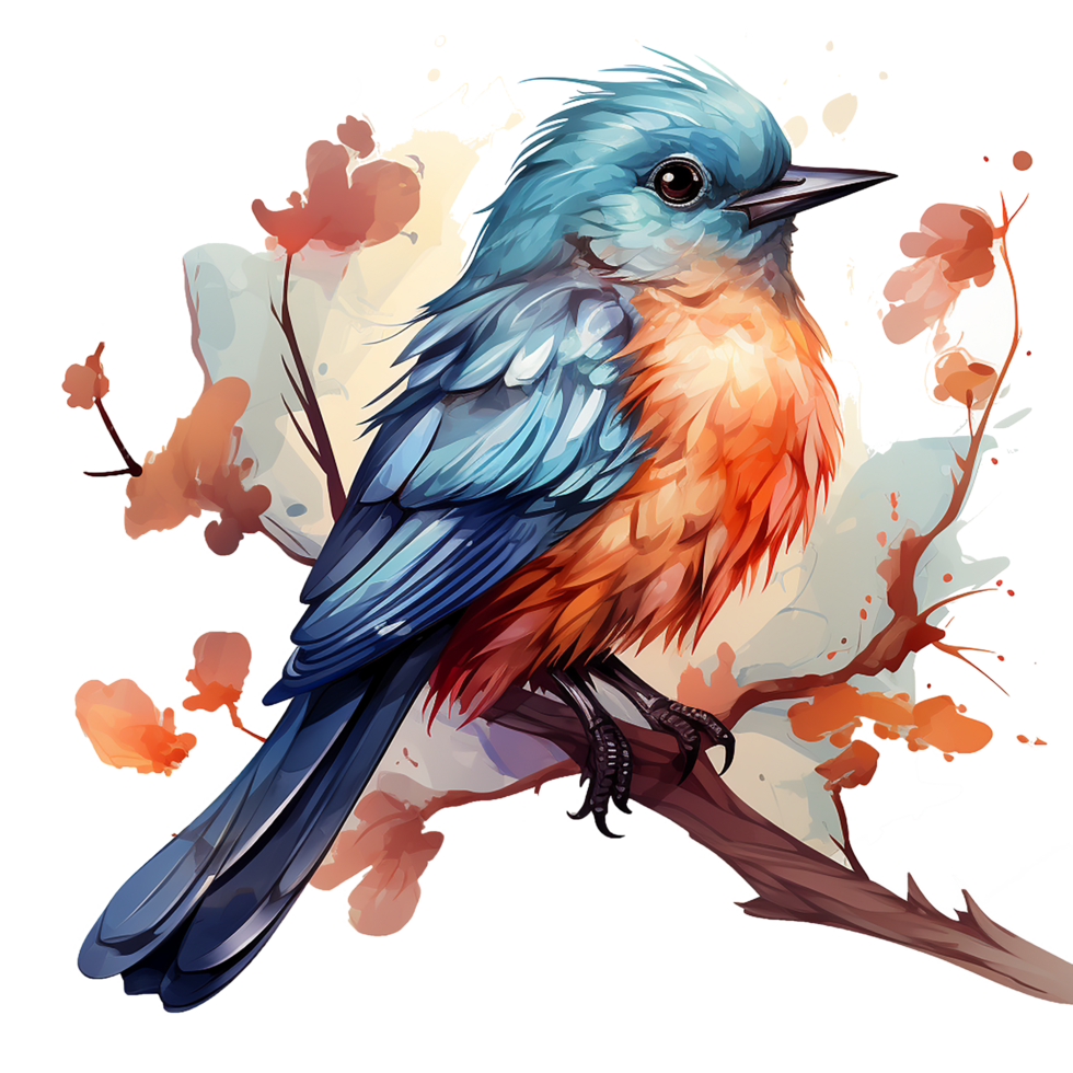 oiseau autocollant mignonne aquarelle png