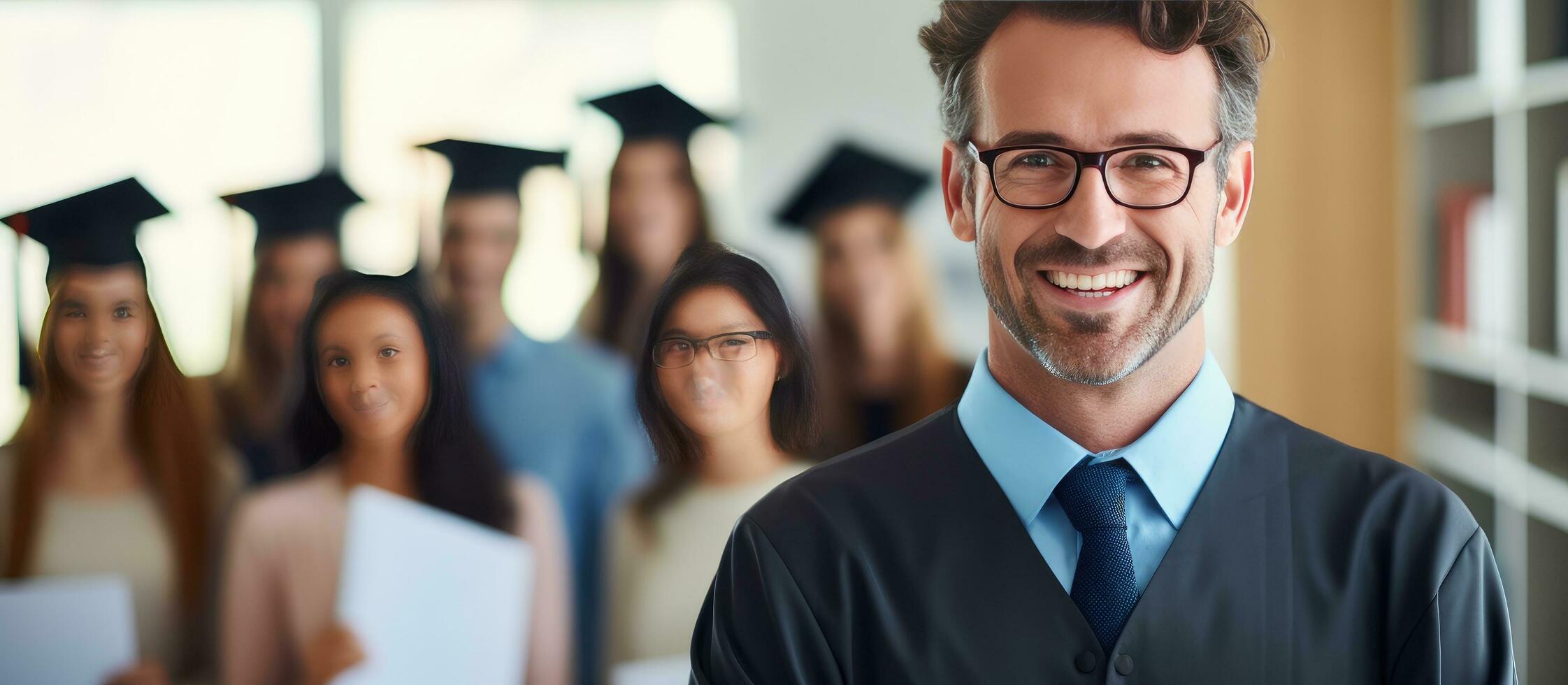 Teacher Posing With Students Stock Photo - Download Image Now - 30