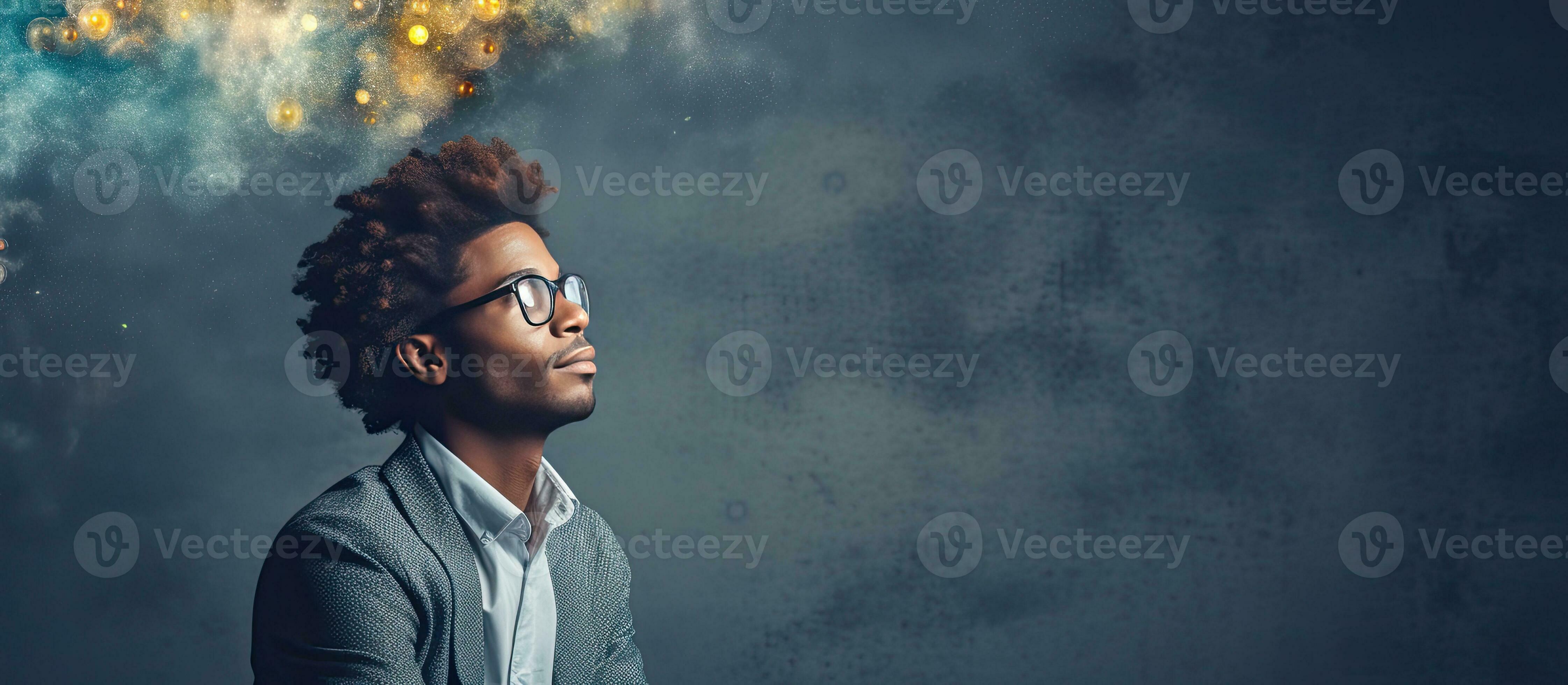 The visionary Afro entrepreneur deep in thought plans company future 