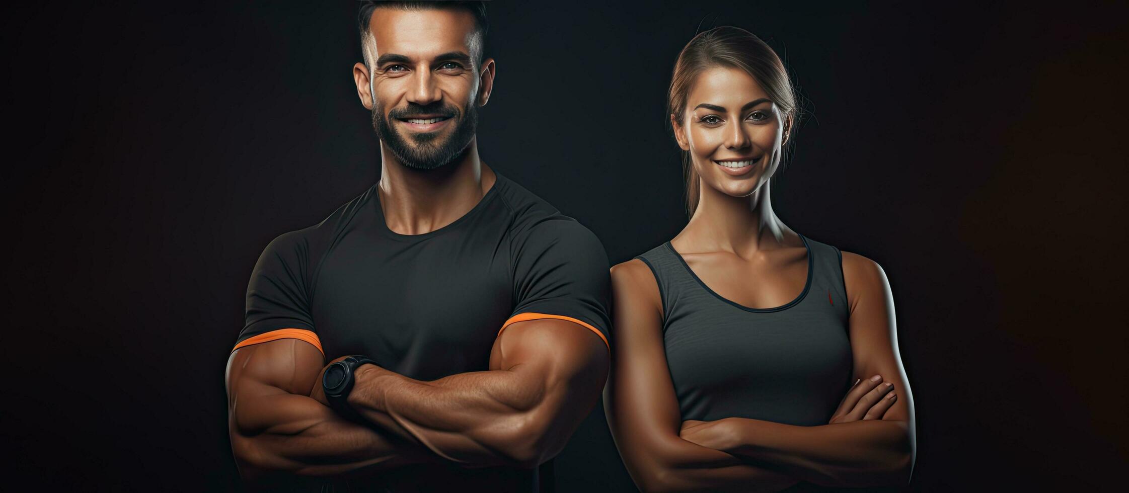 Female personal trainer alone with room for text photo