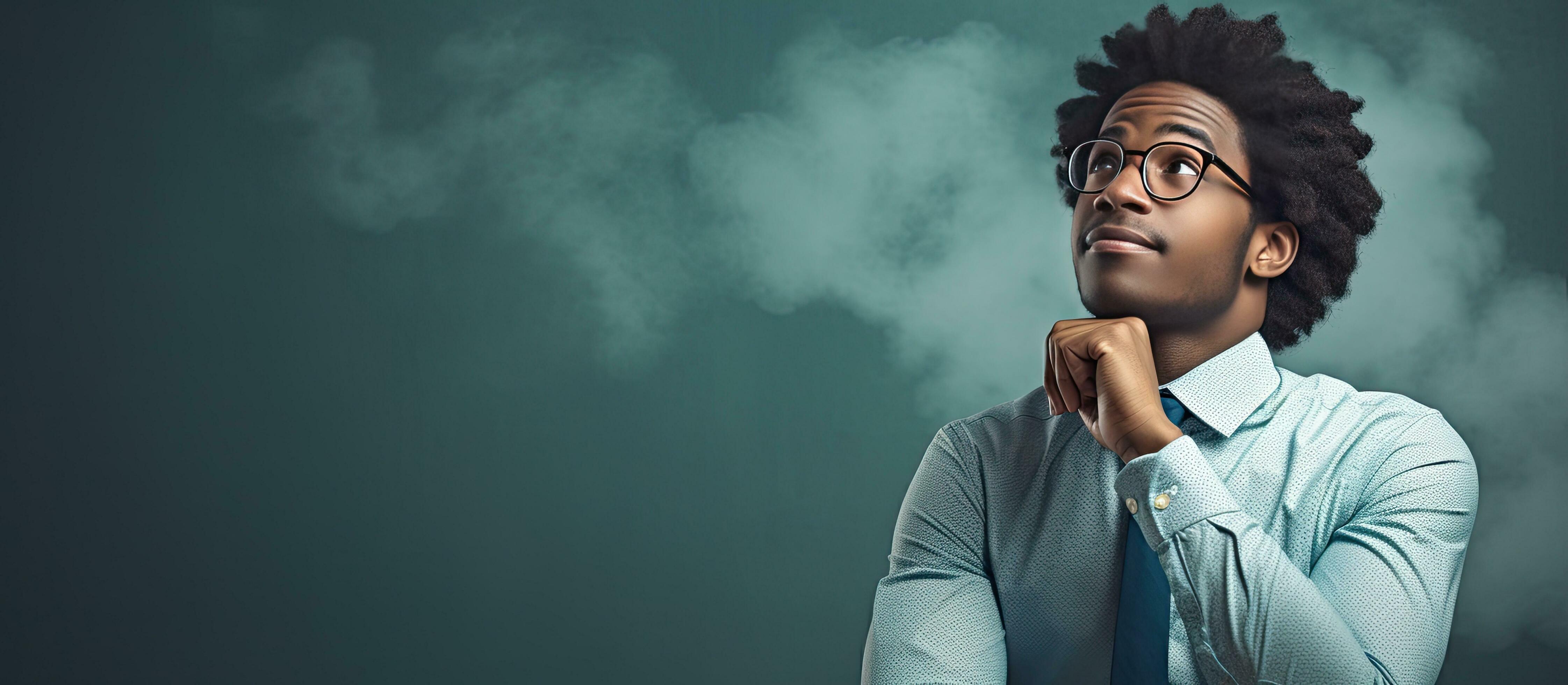 The visionary Afro entrepreneur deep in thought plans company future 