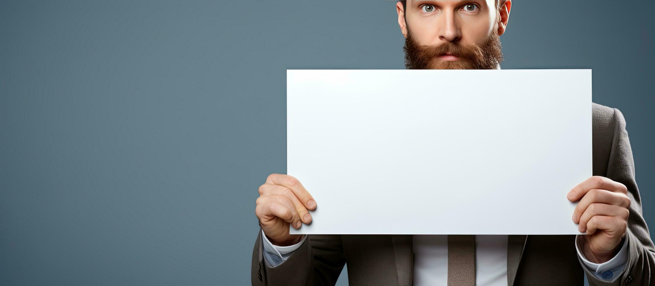 Man holding a blank placard to showcase your text or design photo