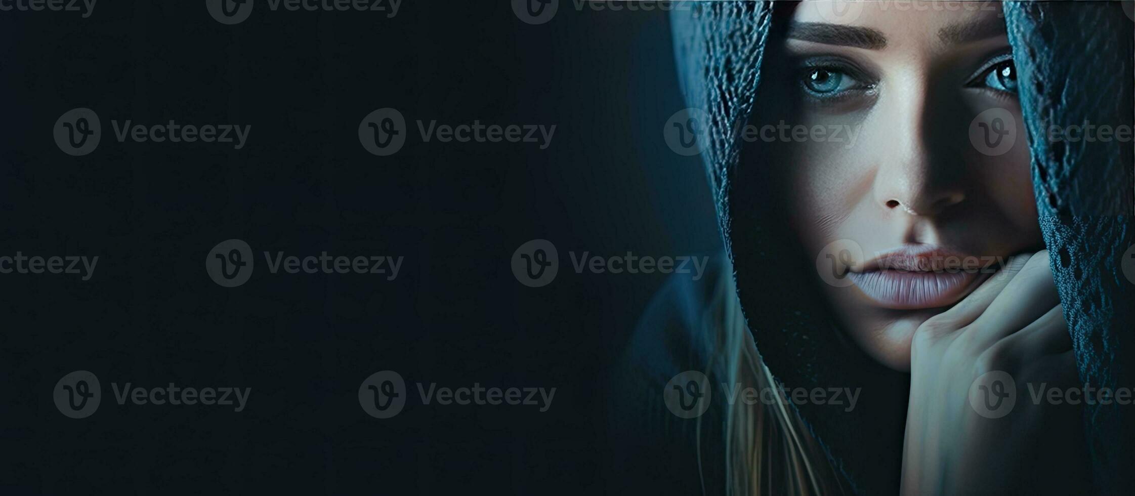 Caucasian woman feeling depressed and lonely on International Widows Day with room for text Mourning and lack of support in widowhood photo