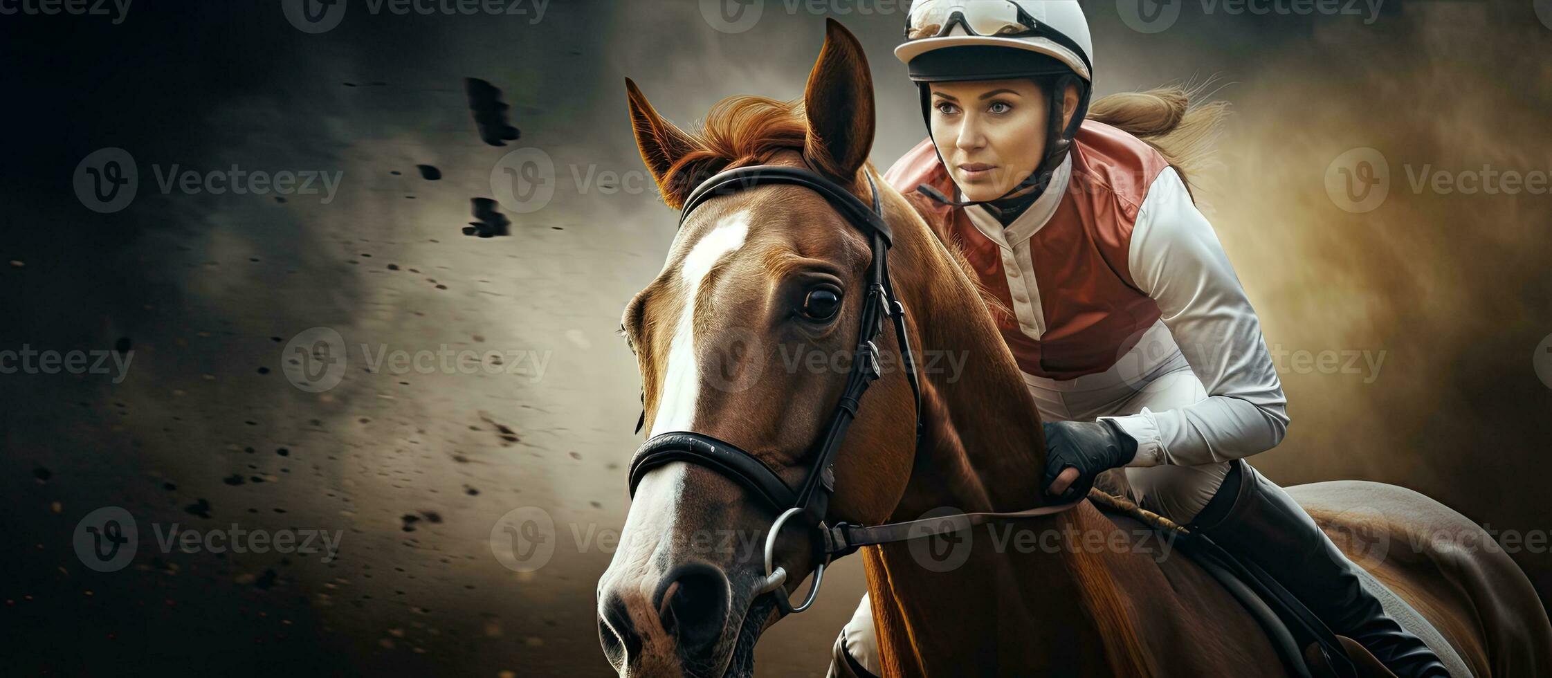 Composite image of young Caucasian female friends enjoying horse riding at a ranch representing togetherness animal sport equestrian and competition photo