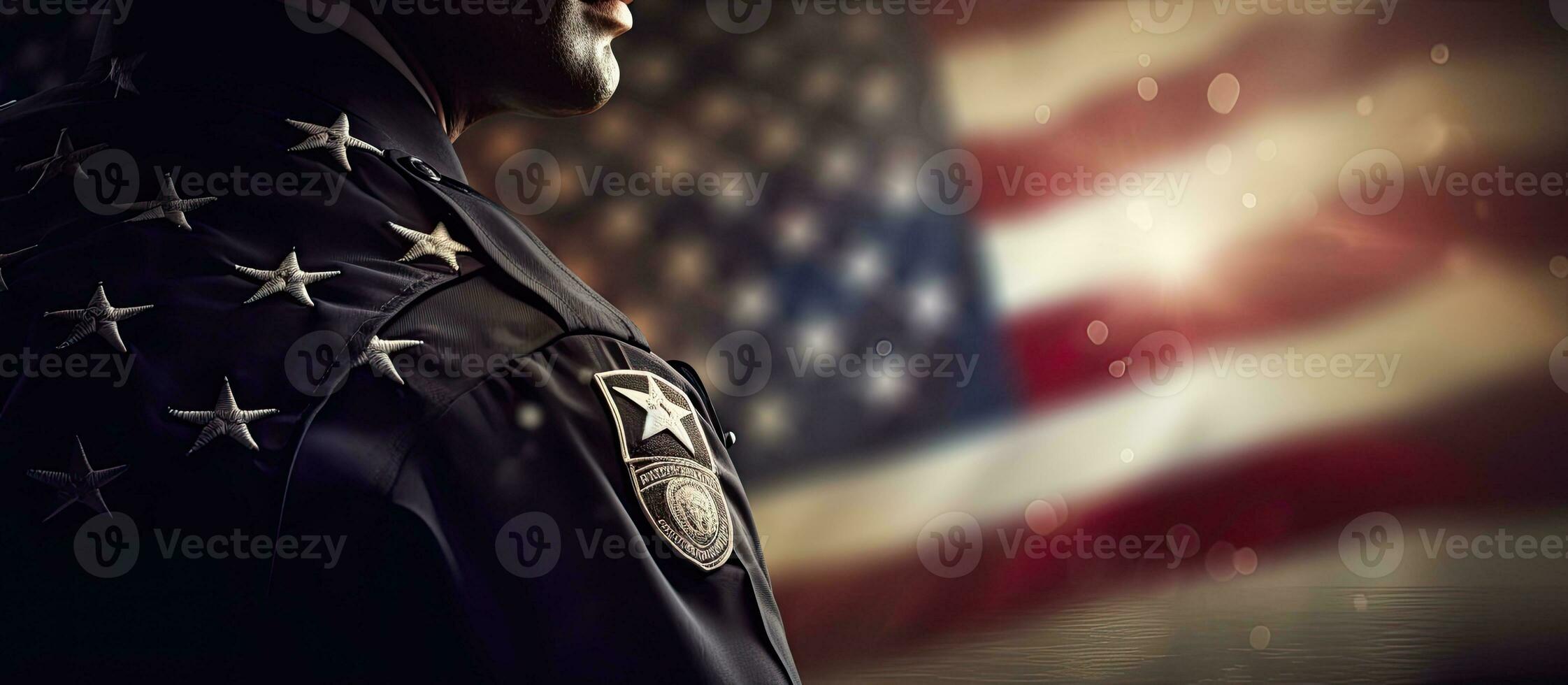 Digital image of text on American flag with copy space representing peace officer memorial day Related to patriotism and identity photo