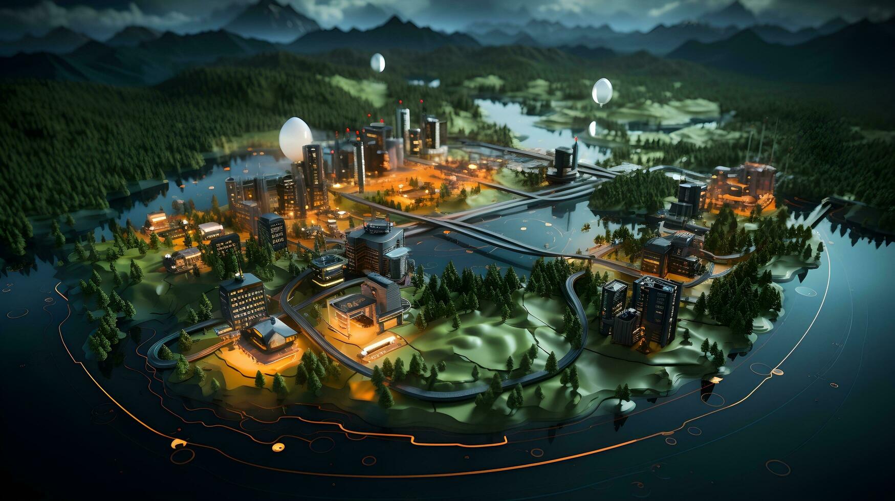 Connected to Nature. 3D Insights into Environmental Monitoring Networks. AI Generated photo