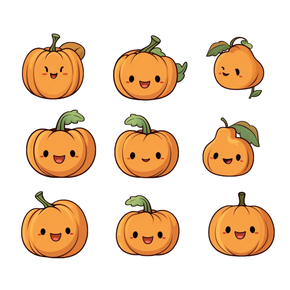 Pumpkin set emoticon cute sticker transparent png